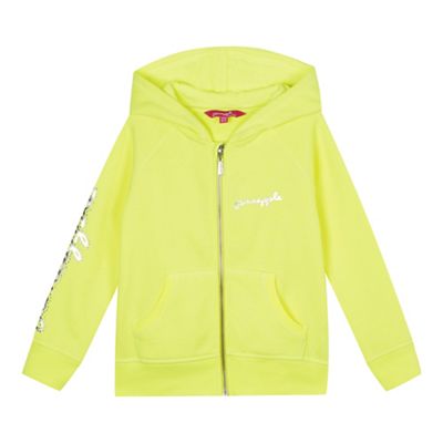 Girls' bright yellow zip through hoodie